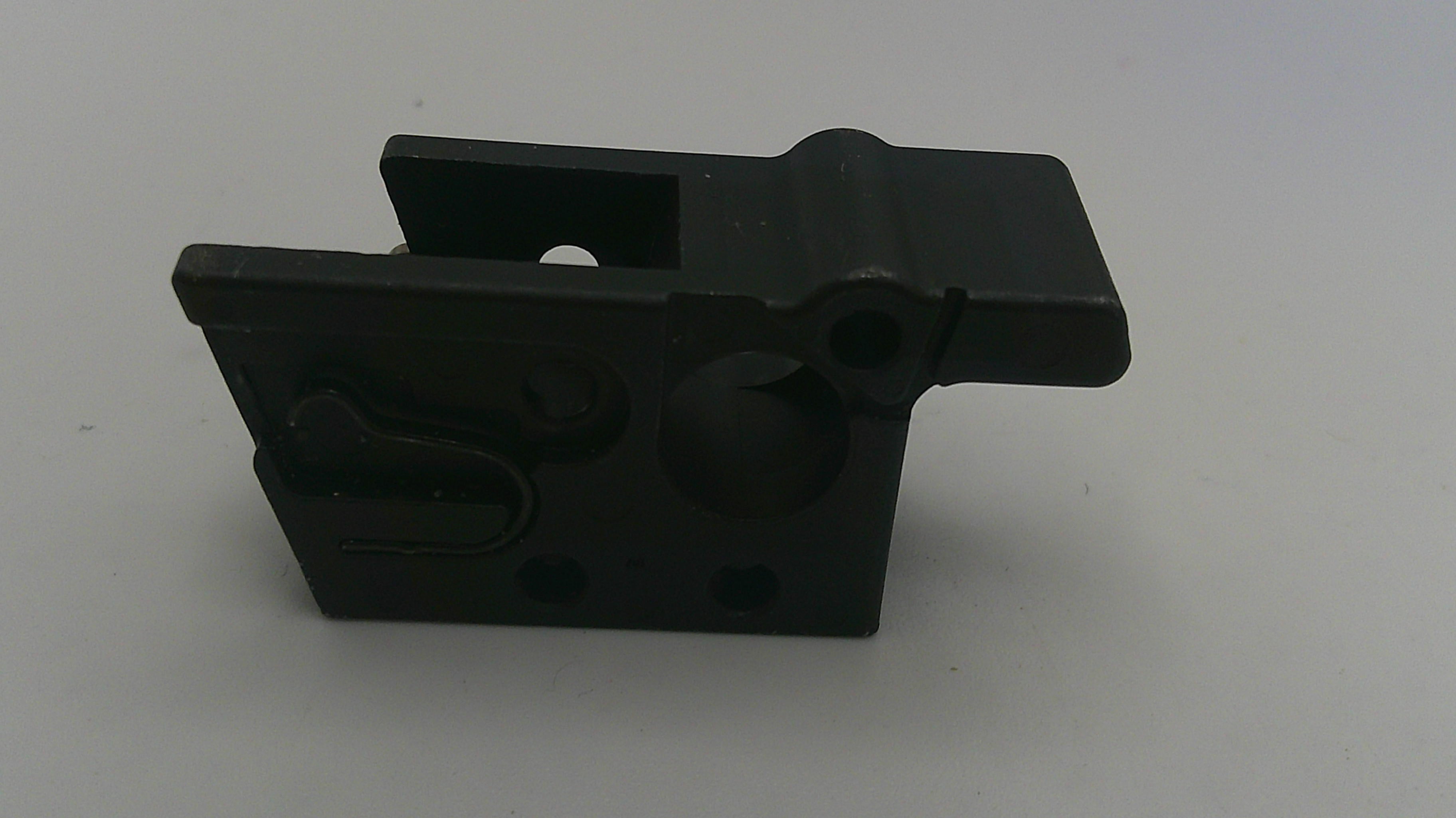 Black metal bracket on a white background