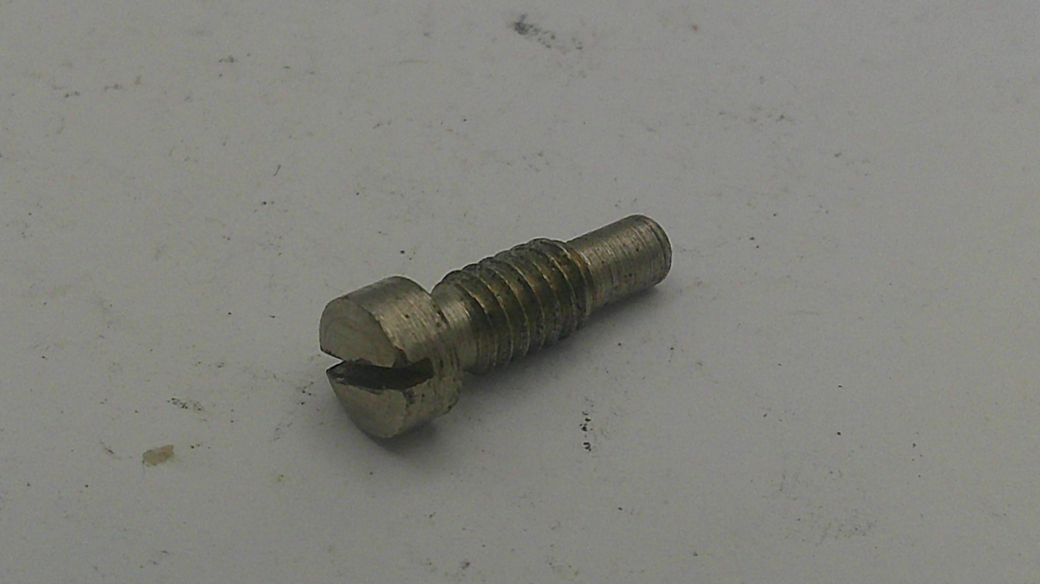 Metal screw on a light gray background