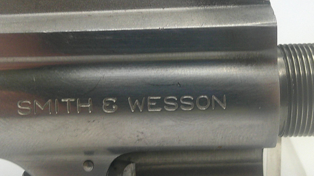 Close-up of a Smith & Wesson firearm barrel