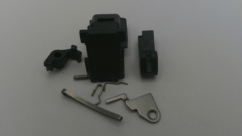 Set of mechanical components on a white background