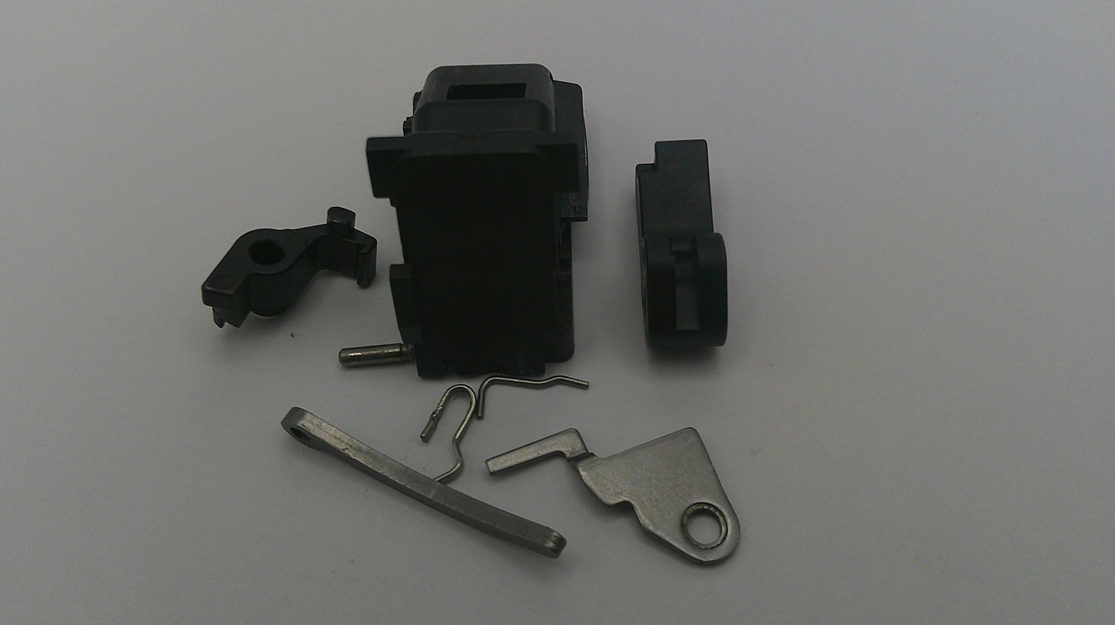 Set of mechanical components on a white background