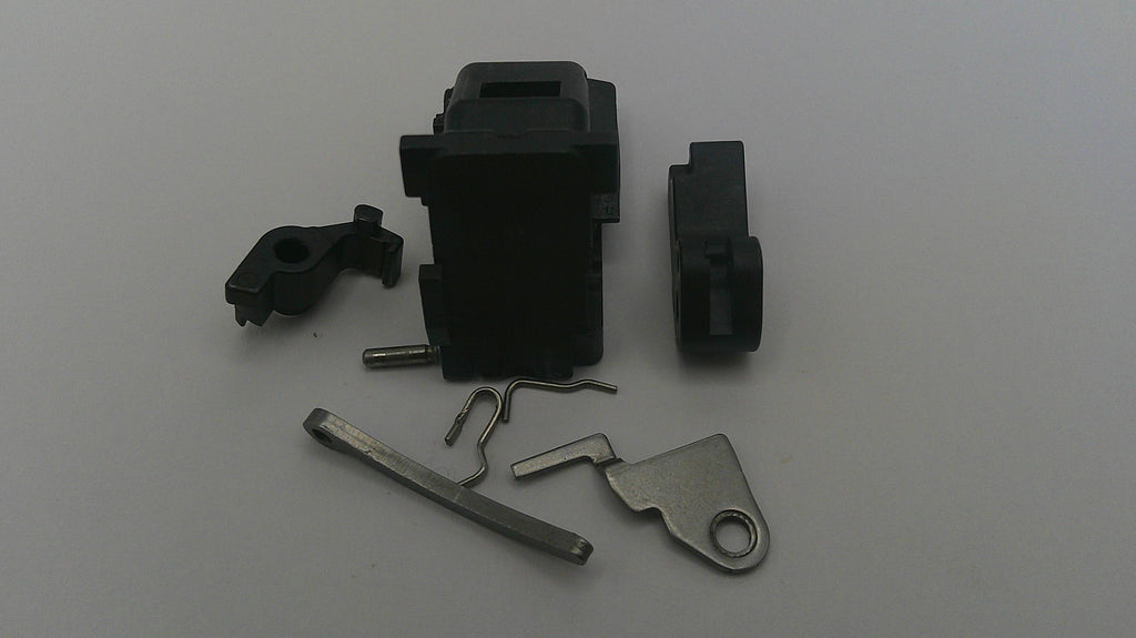 Set of mechanical components on a white background