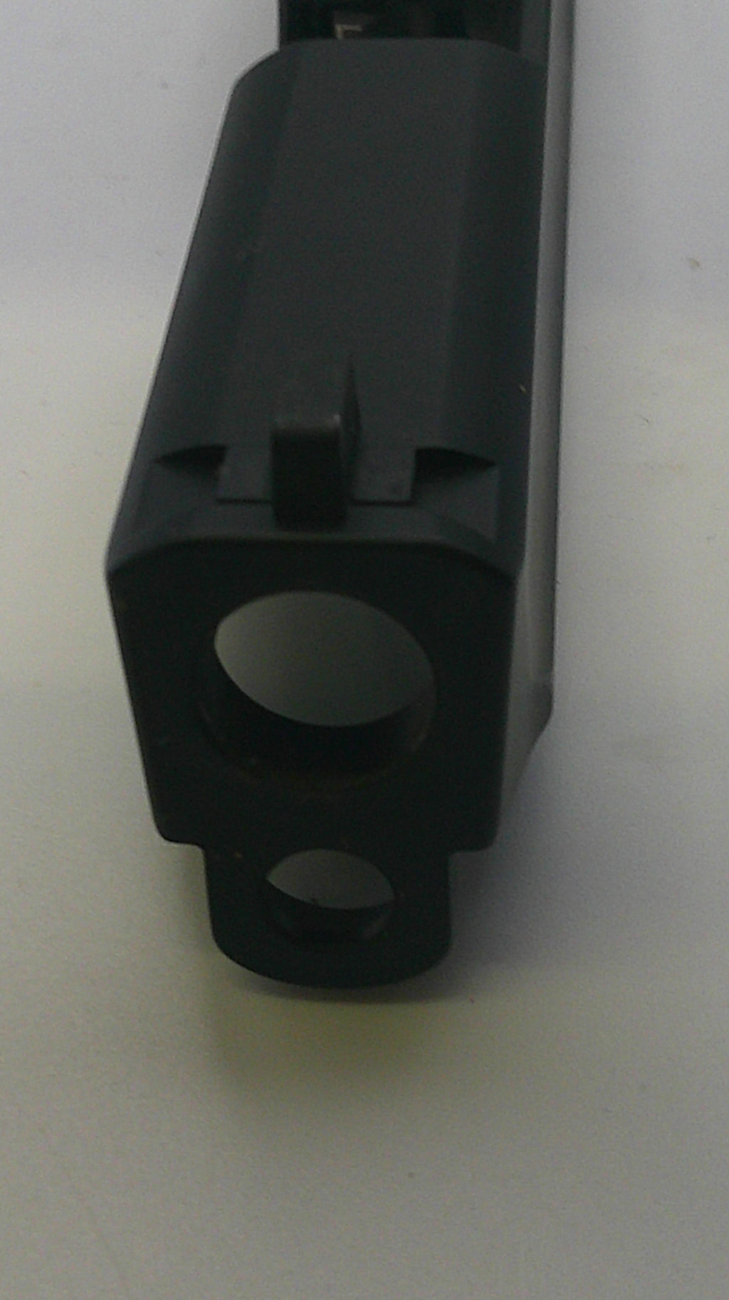 Black metal bracket on a white background