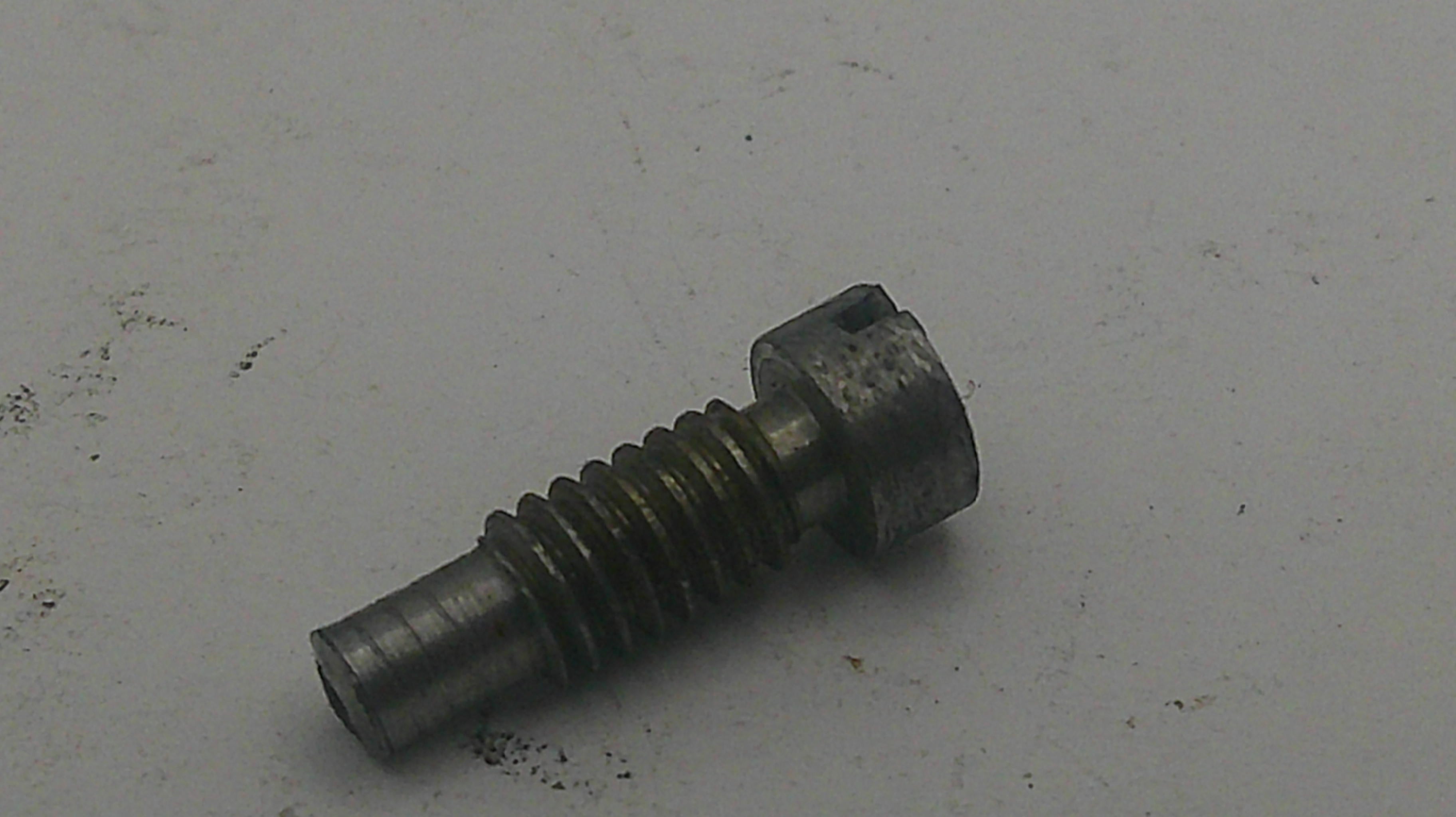 Metal screw on a light gray background