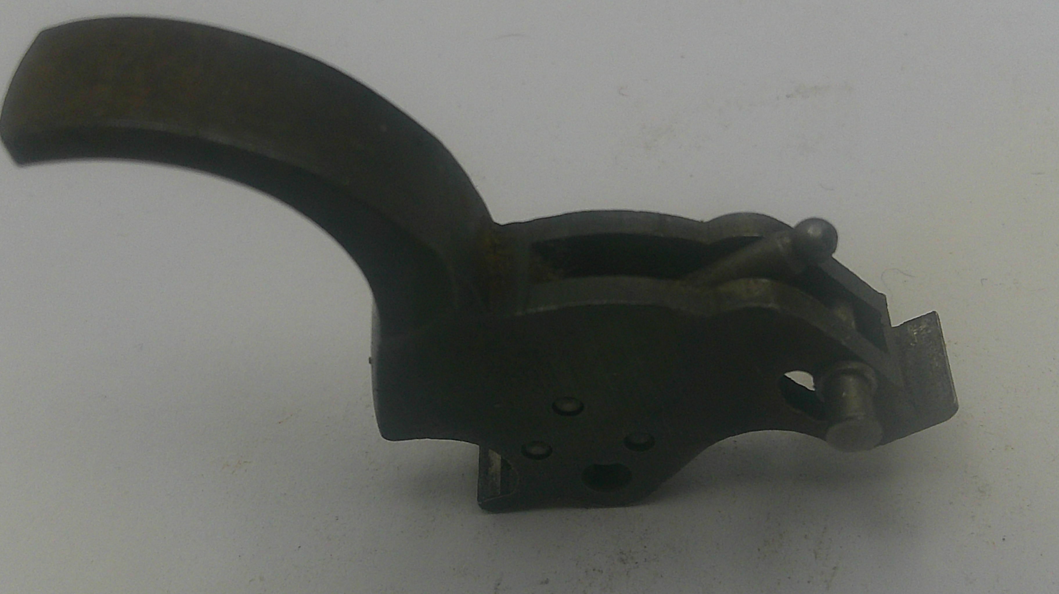 Metal lever or handle on a white background