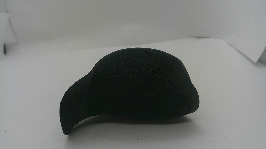 A black textured foam or sponge cap-shaped object, possibly a protective headguard or impact absorber, shown on a plain white background.