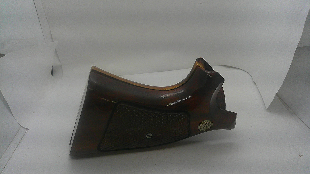Smith & Wesson K/L Frame Square Butt Wood Target Grips, inventory reference A8, checkered panel and screw