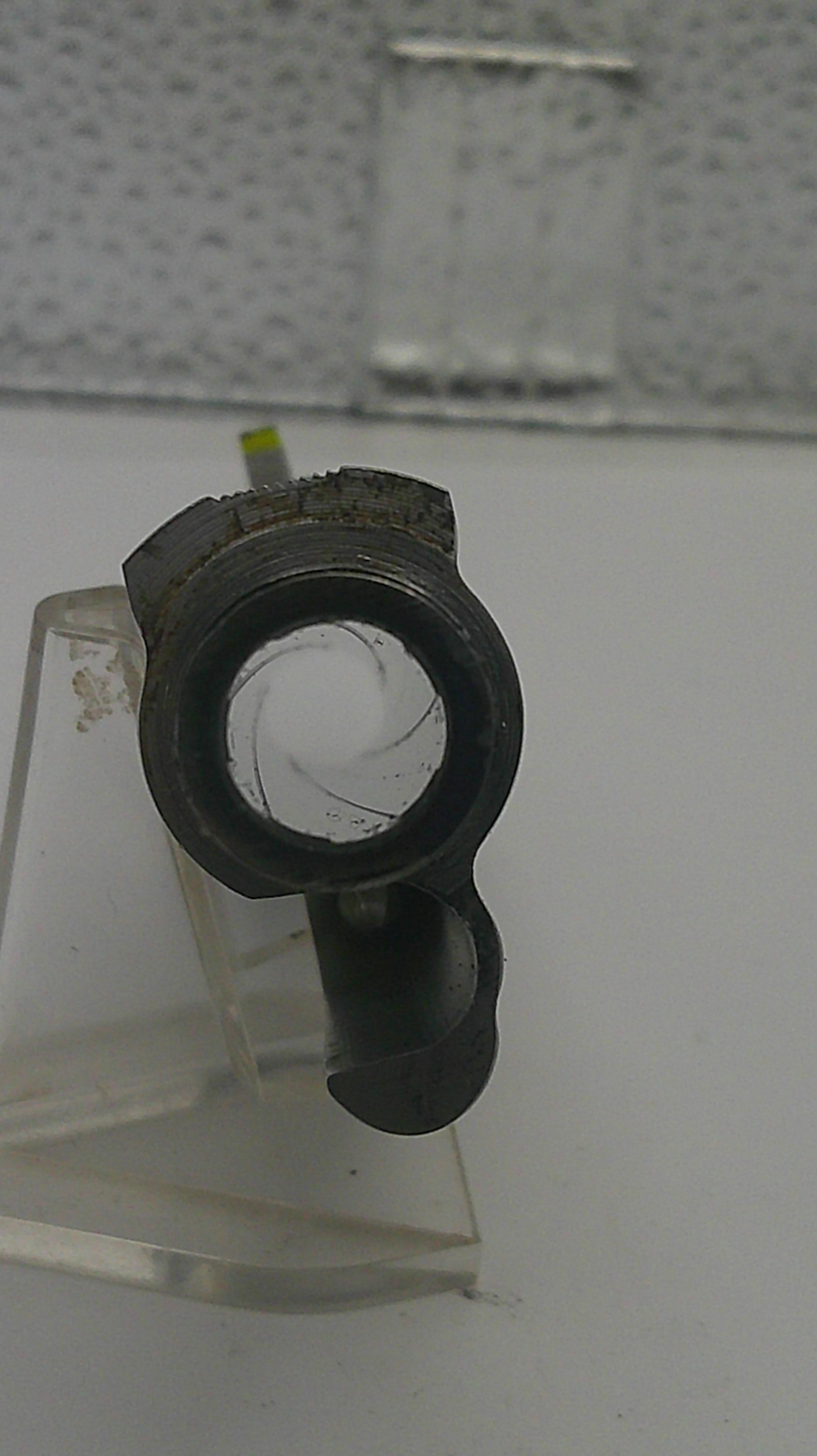 Close-up of a mechanical component on a white background