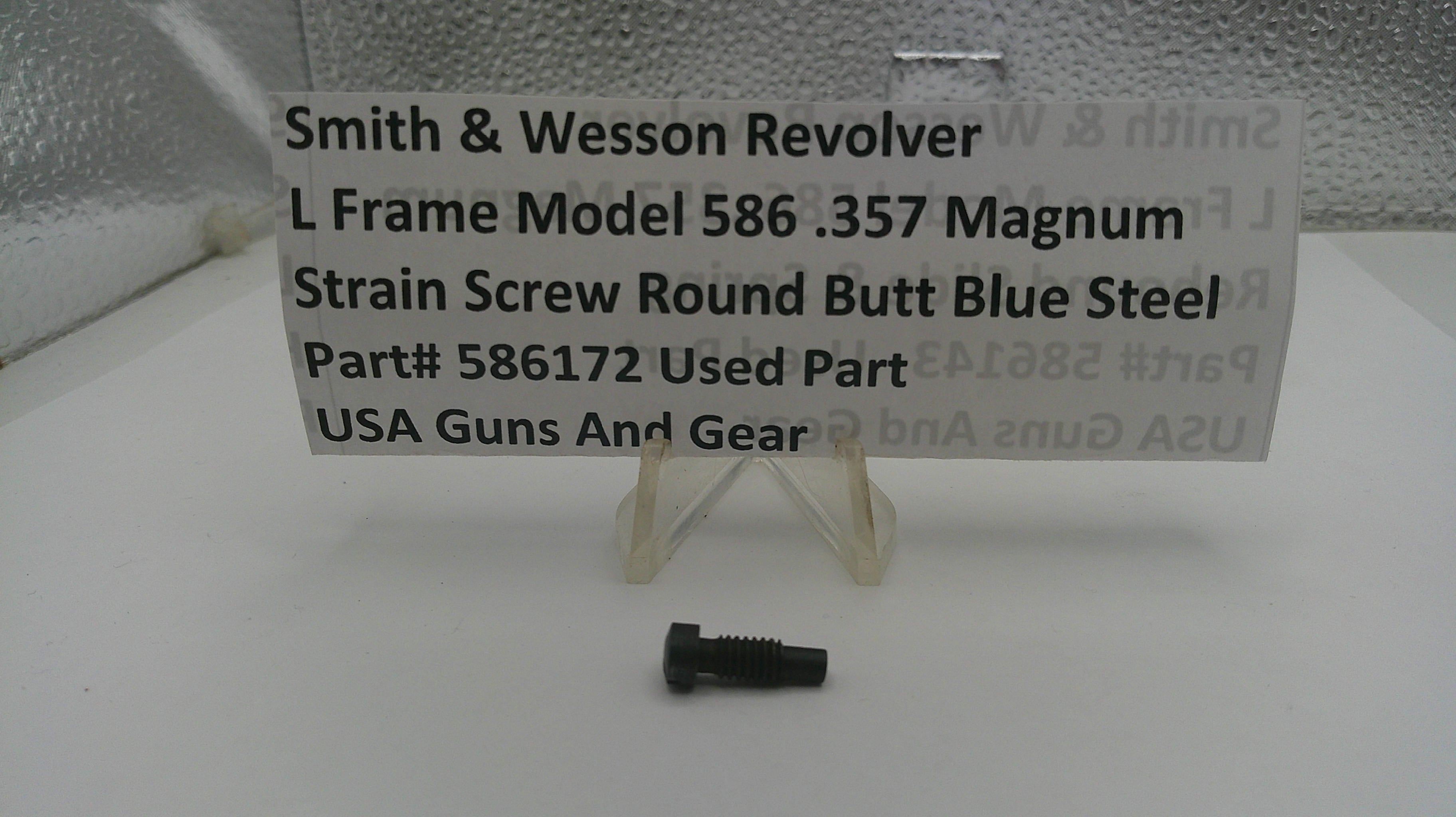 Smith & Wesson revolver part with descriptive label on a white background