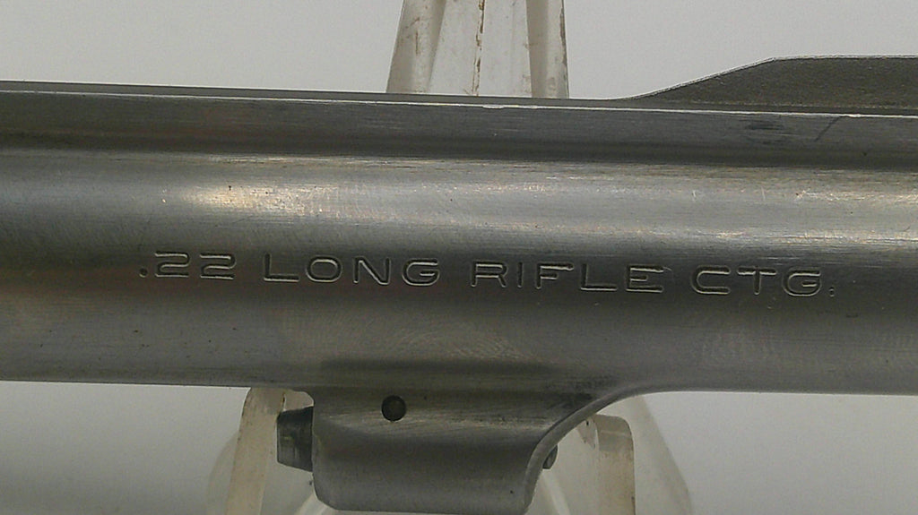 Metallic rifle barrel with '22 Long Rifle CTG' engraving on a white background