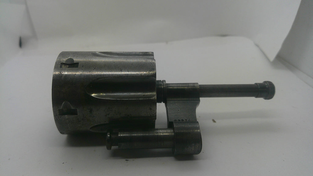 A used metal mechanical part, likely a valve stem or camshaft component, with a cylindrical body and a protruding rod, shown on a white background.