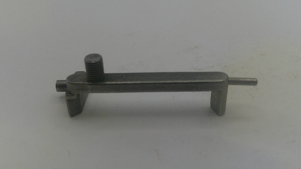 Metal tool with a hex head screw on a white background
