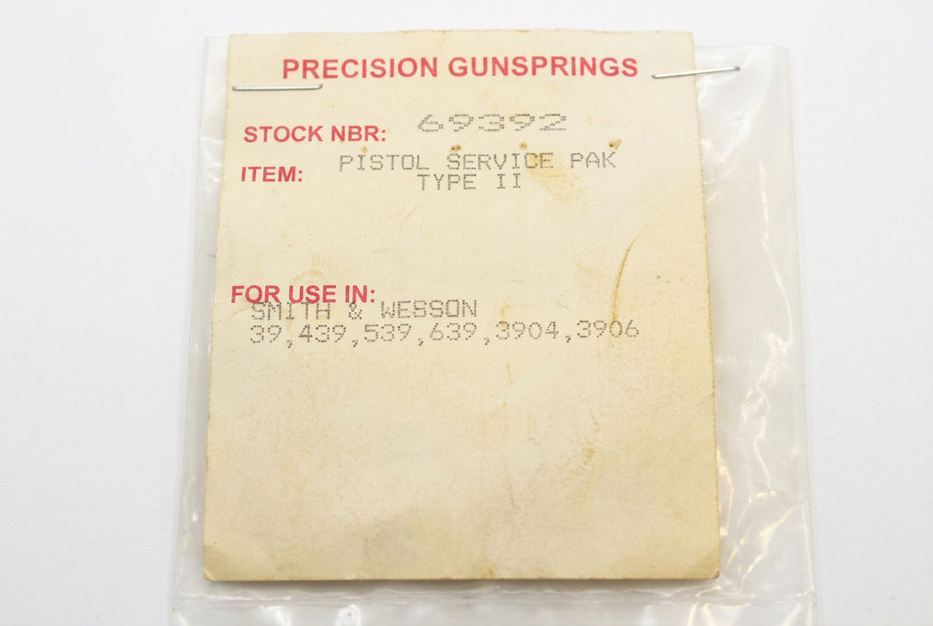 Wolff Smith & Wesson Type II Pistol Service Pack Part 69392 model compatibility label