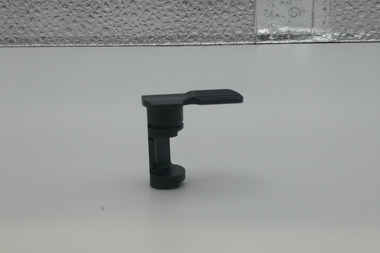 Black metal bracket on a white background
