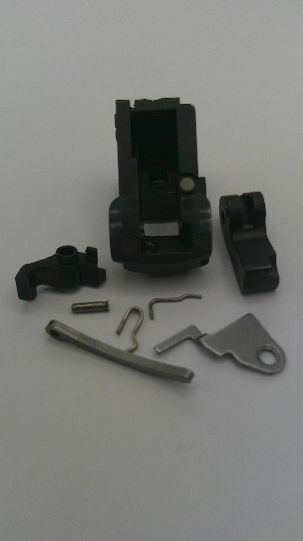 Mechanical components on a white background