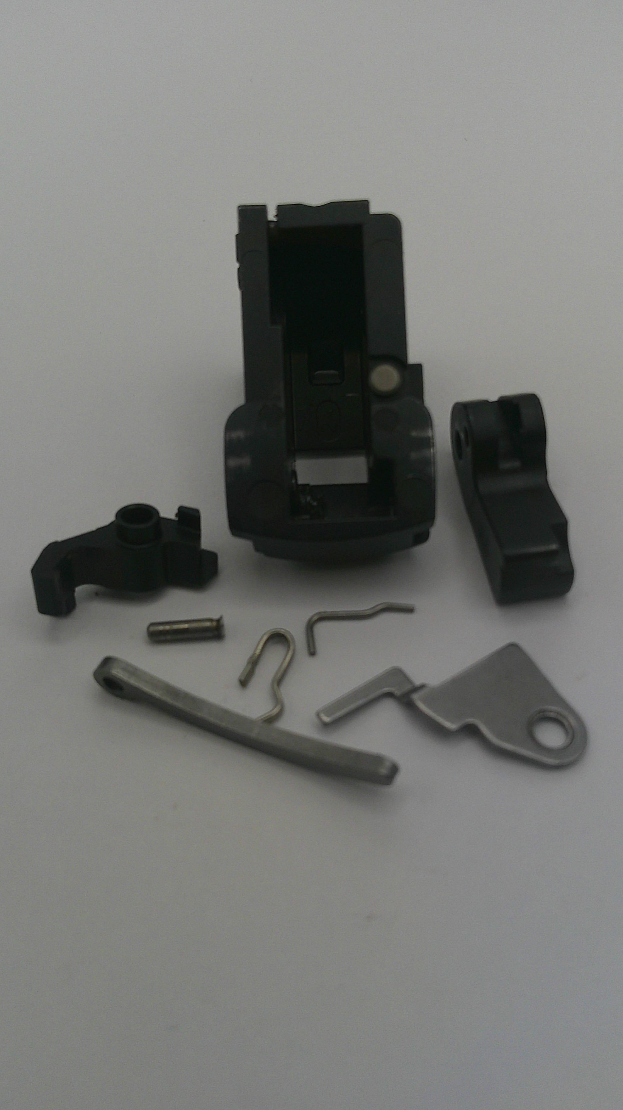 Mechanical components on a white background