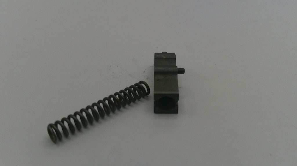 Black spring and black mechanical component on a white background