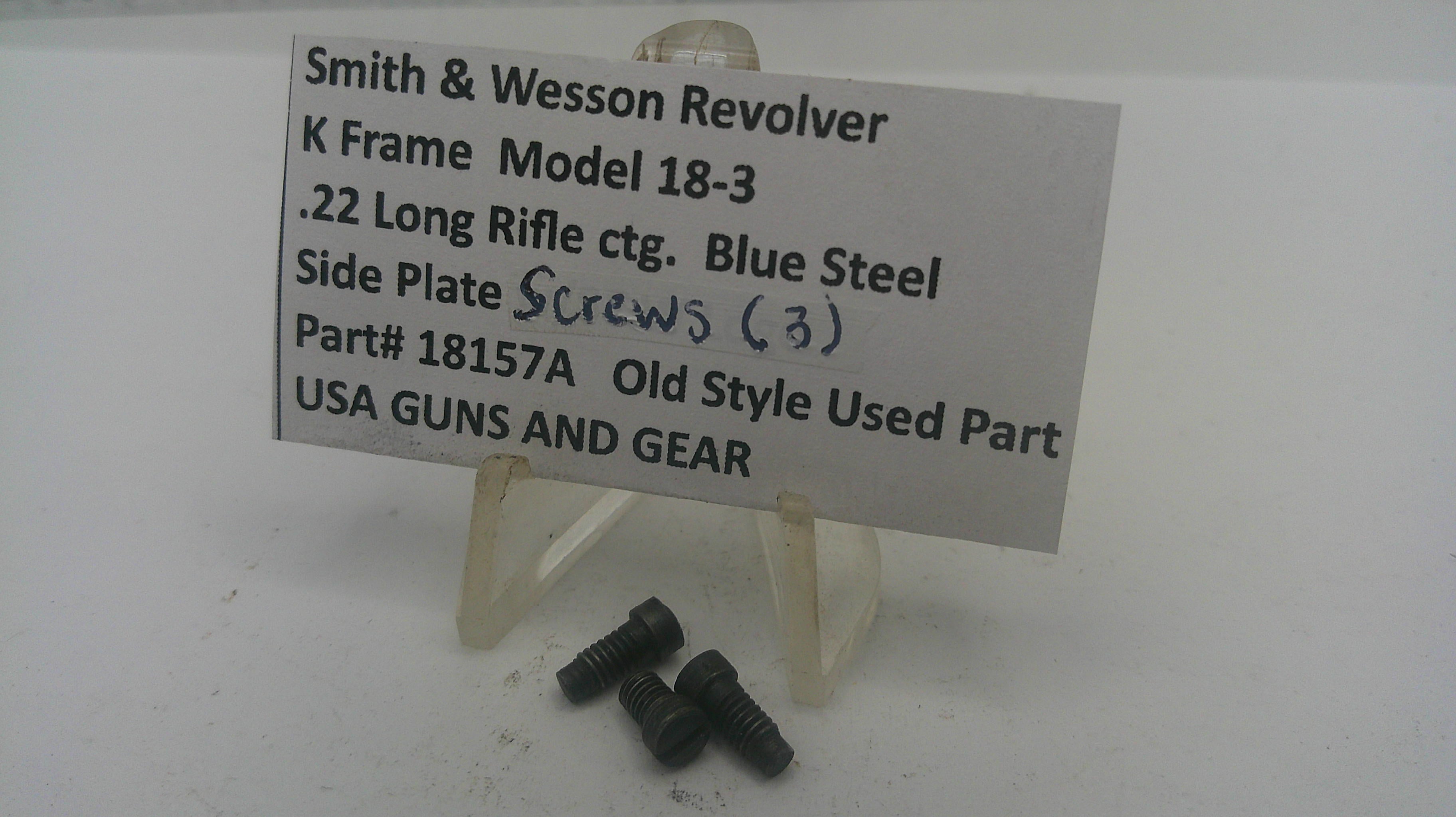 Smith & Wesson revolver screws on a white background with a label.