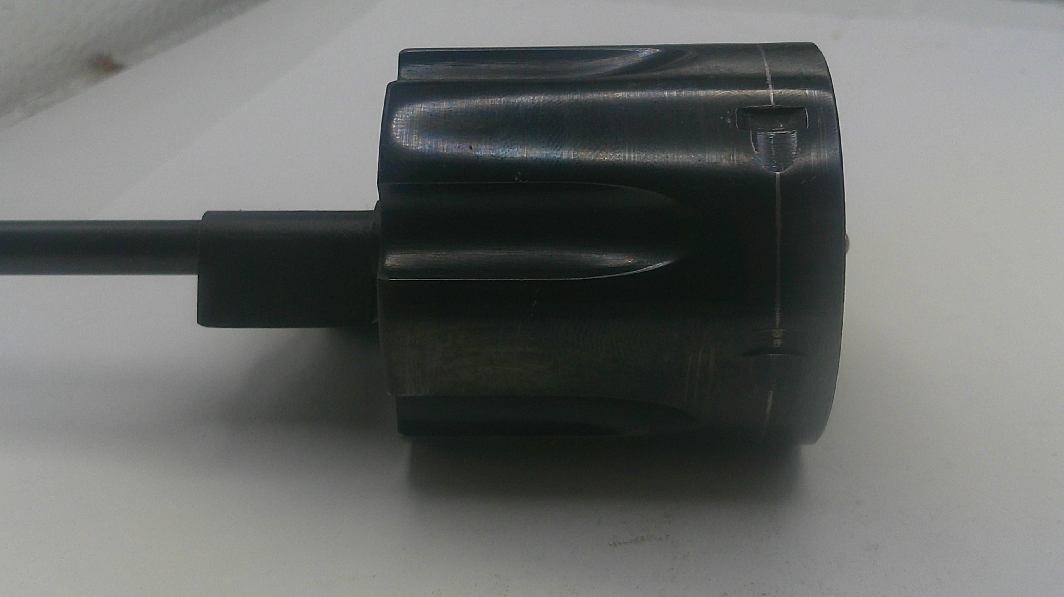Black electrical connector on a white background