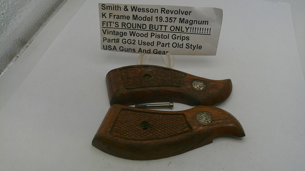Smith & Wesson K Frame Model 19 Vintage Wood Grips - Round Butt - OEM Used Part