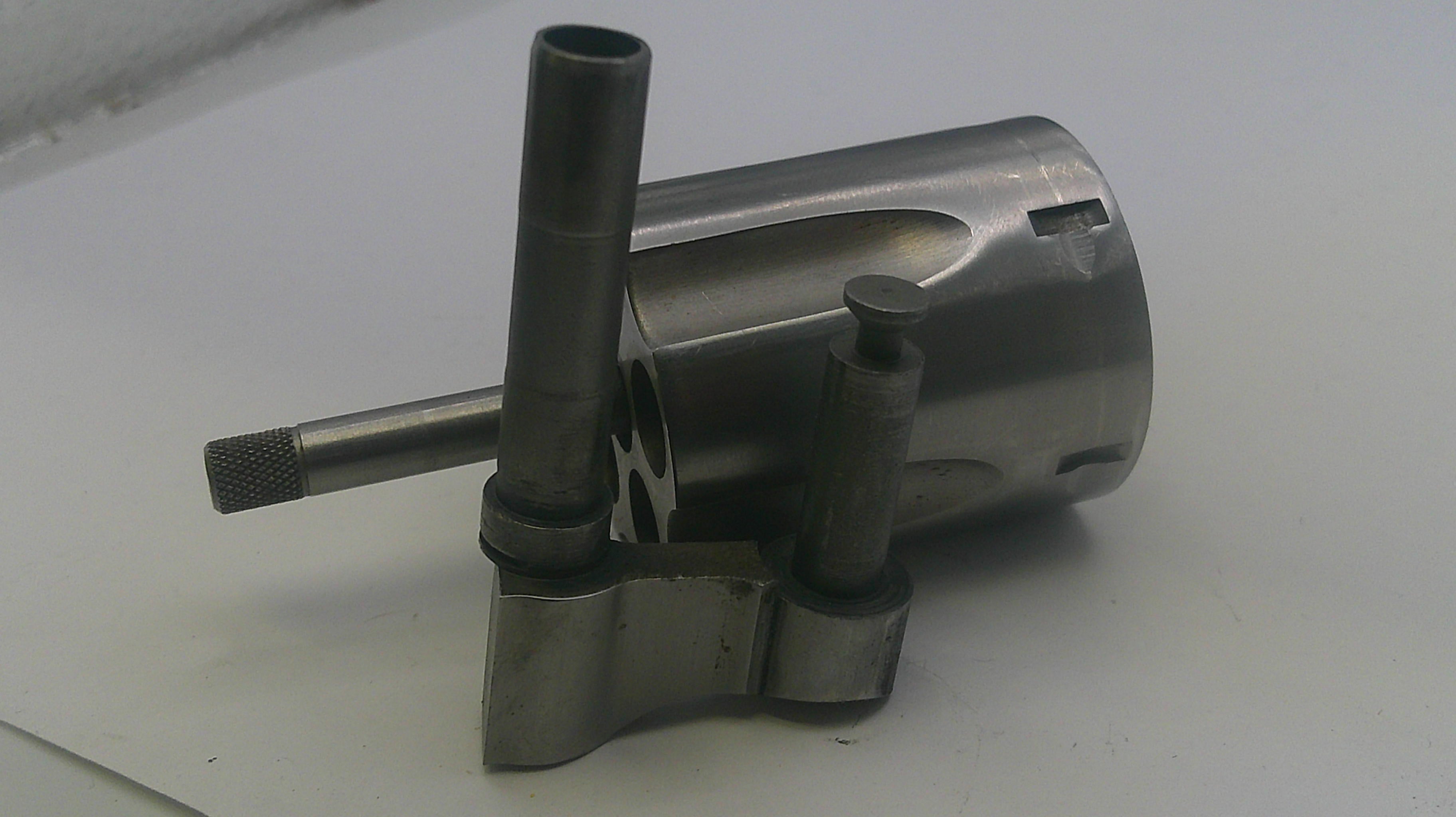 Metal mechanical component on a white background