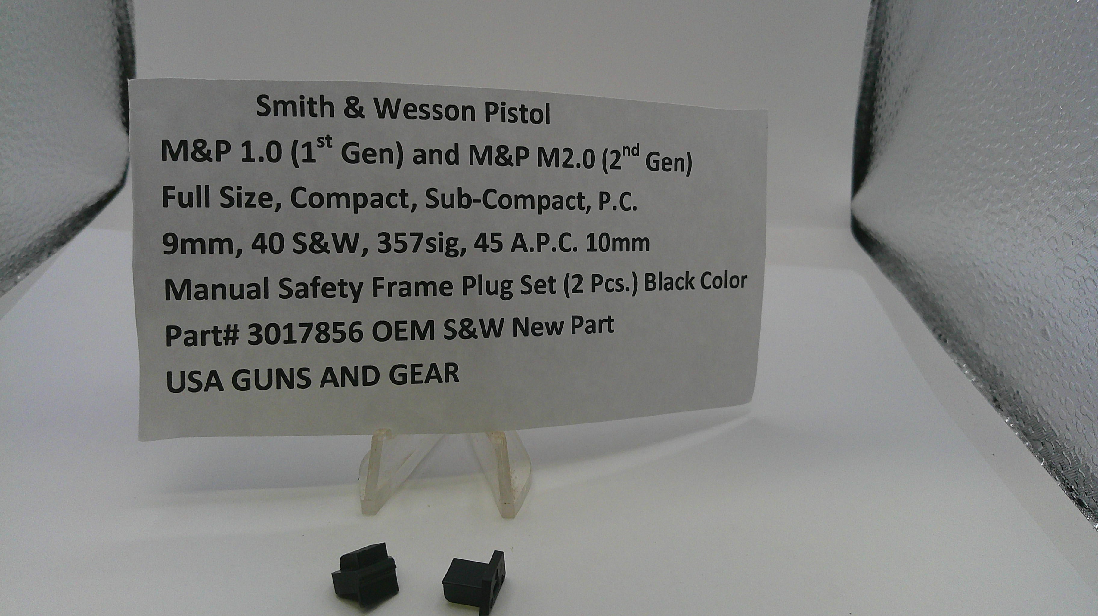Smith & Wesson M&P 1.0/M&P M2.0 Manual Safety Frame Plug Set Black 3017856