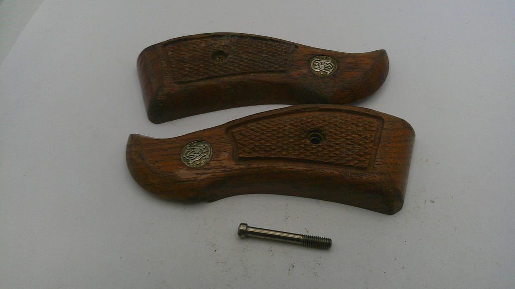 Smith & Wesson K Frame Model 19 Vintage Wood Grips - Round Butt - OEM Used Part