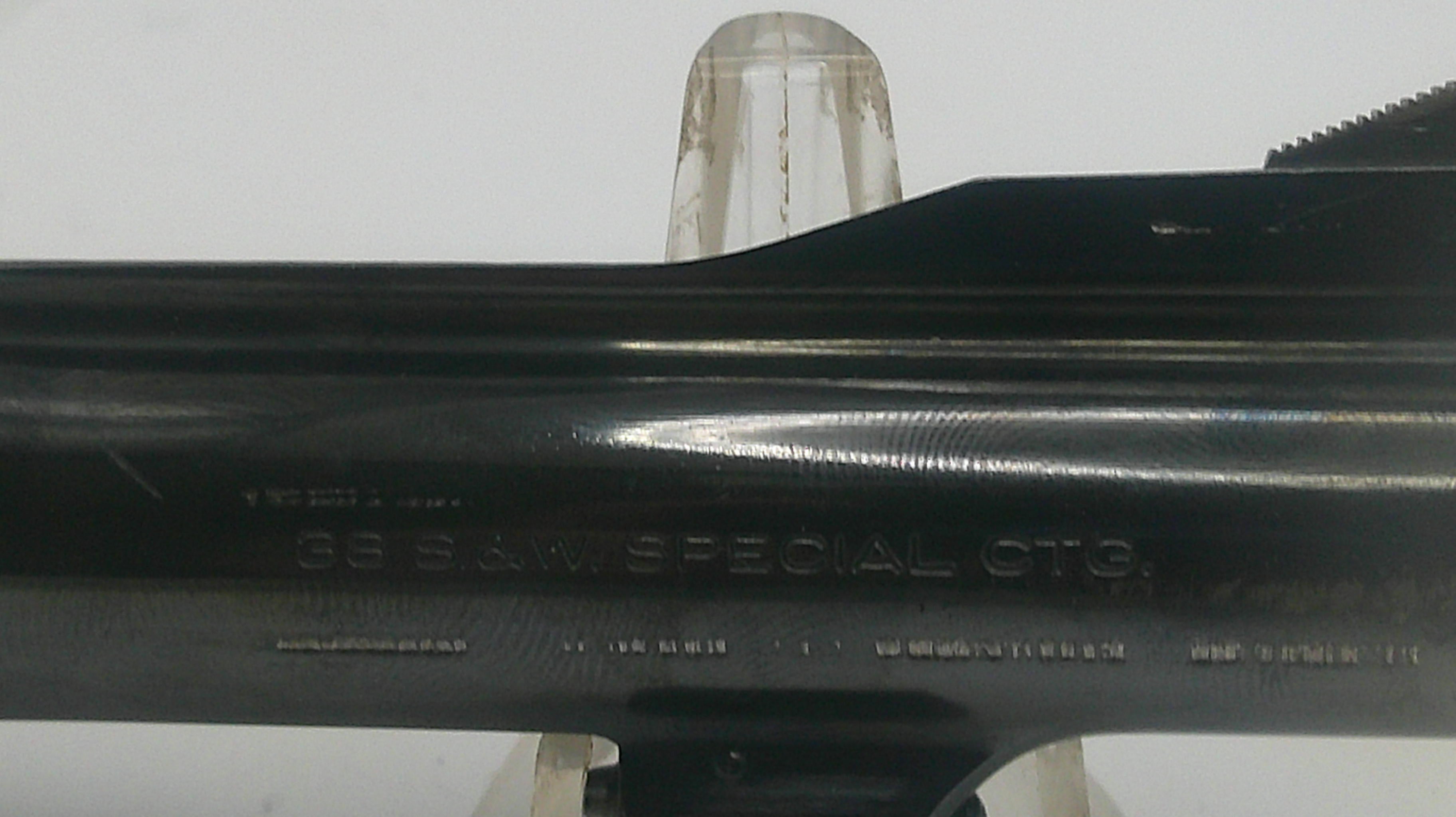 Black rifle barrel with 'SS & W Special OTB' engraving on a white background