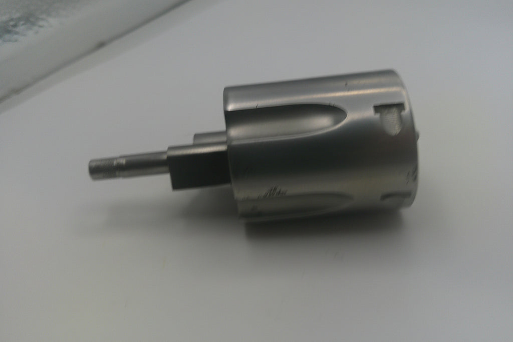 Metal drill bit on a white background