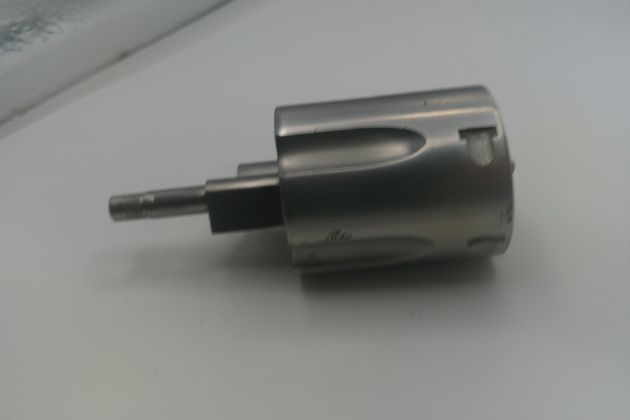 Metal drill bit on a white background