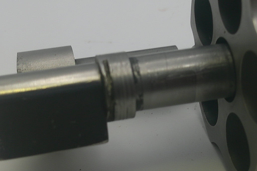 Close-up of a mechanical component with a white background