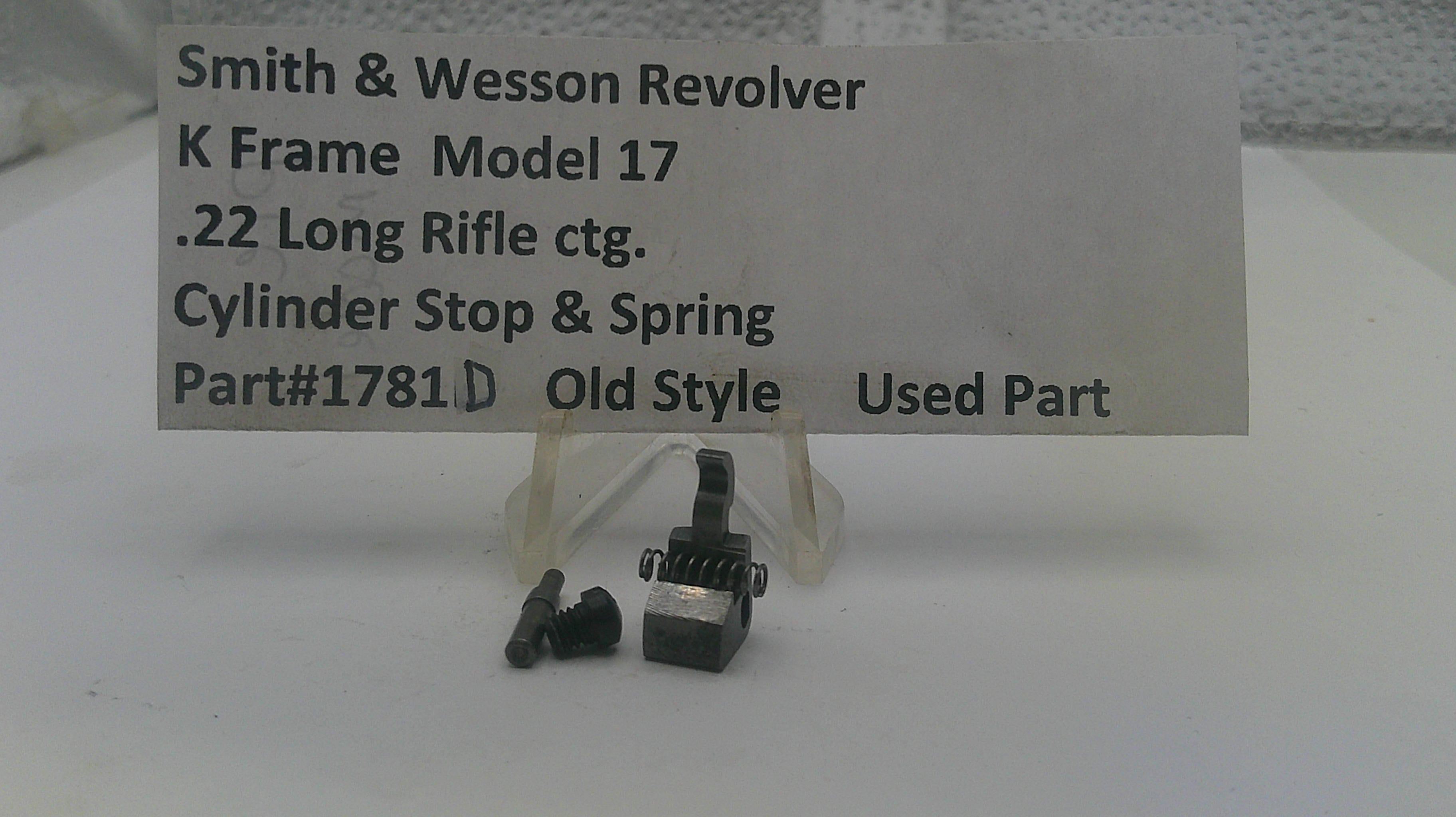 Smith & Wesson K Pre Model 17 Cylinder Stop & Spring - Used OEM Part .22 LR