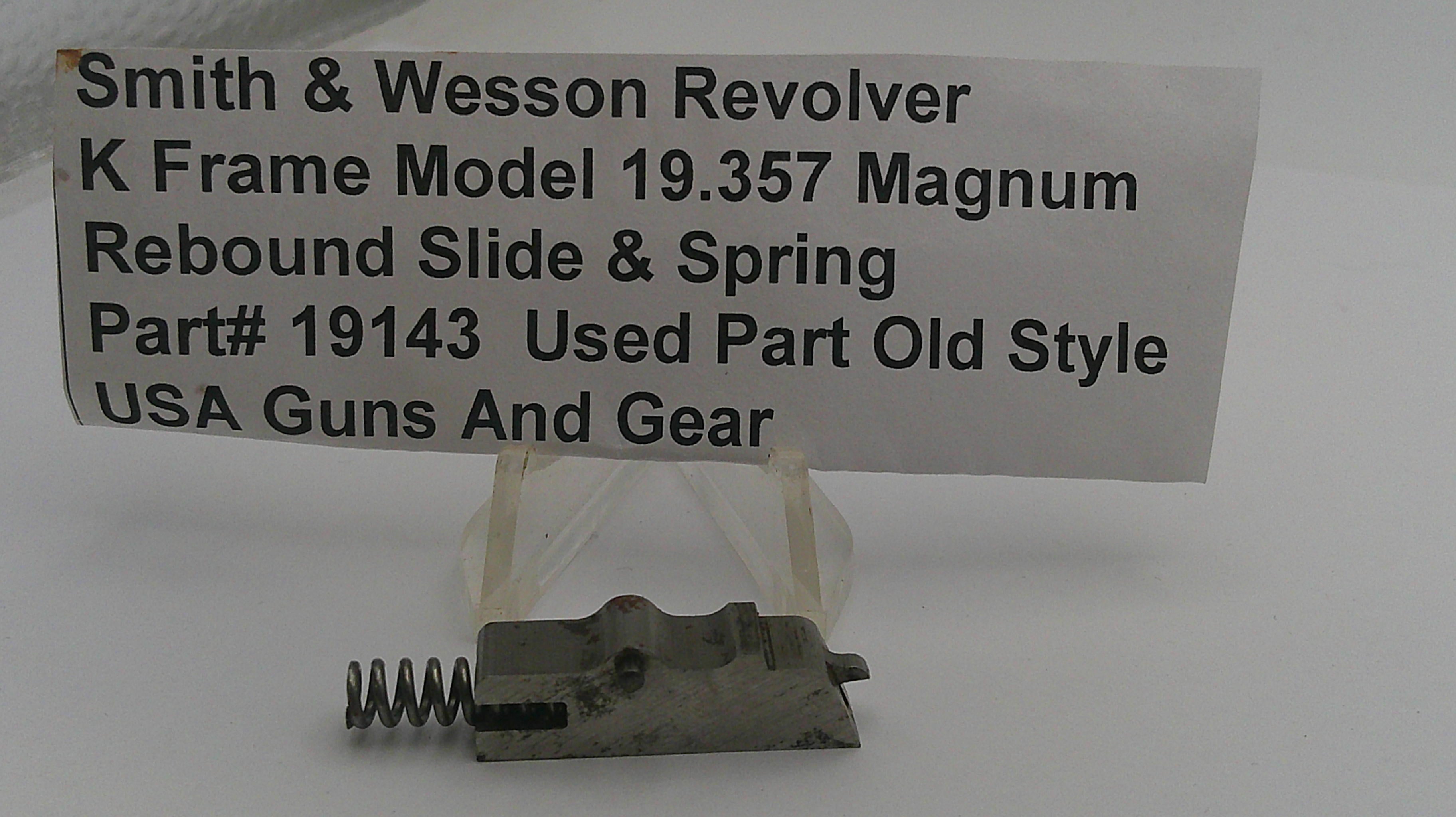 Smith & Wesson revolver part with descriptive label on a white background