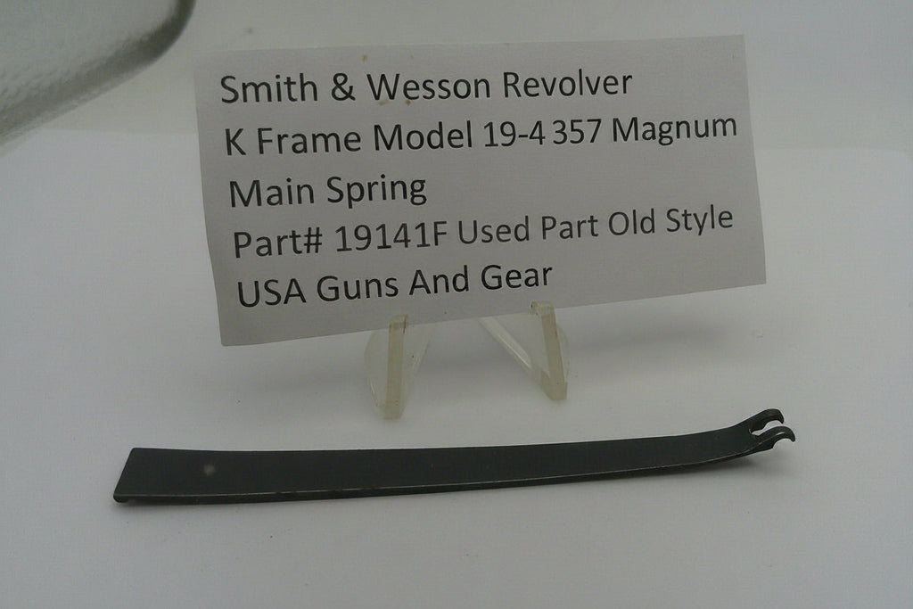 Smith & Wesson revolver main spring part with a label on a white background