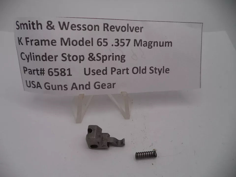 Smith & Wesson K Frame Model 65 Cylinder Stop & Spring .357 Magnum Old Style Used - Part# 6581