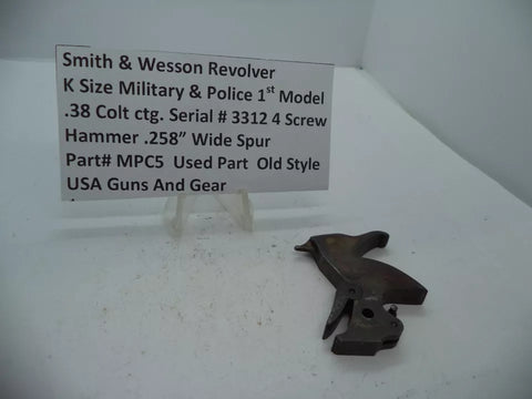 MPC5 S&W K M&P 1st Model  Serial# 3312 4 Screw Hammer .258" .38 Colt ctg.