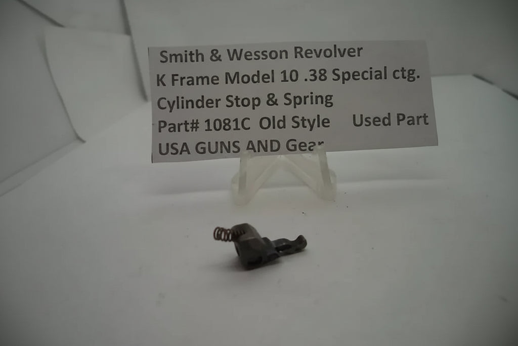 Smith & Wesson revolver part on a white background with a label
