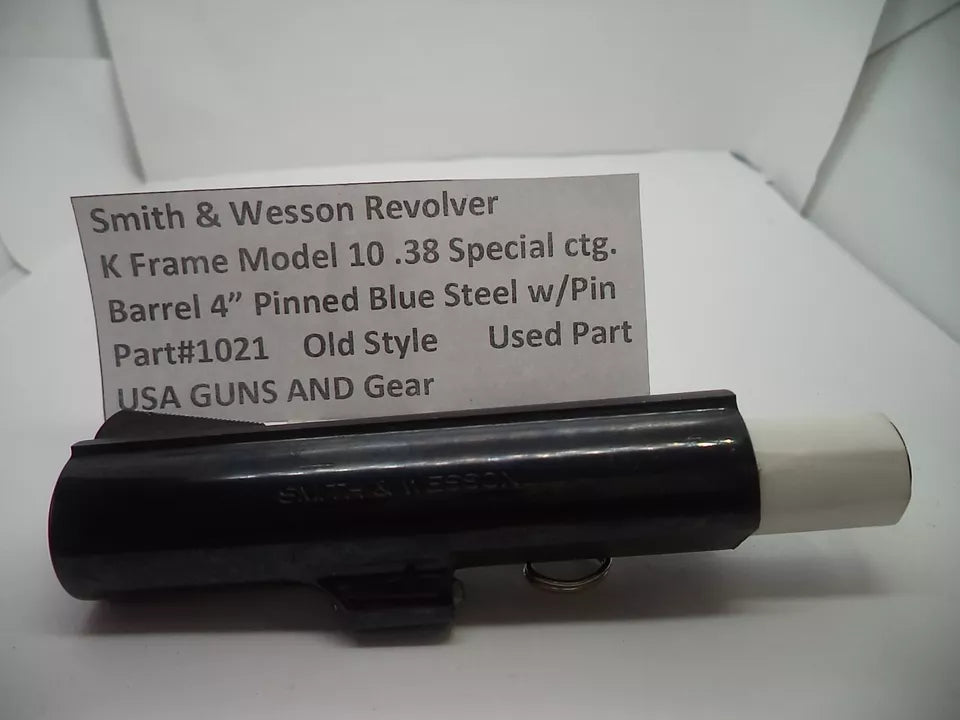 1021 S&W K Frame Model 10  4" Pinned Barrel Blue Steel .38 Special ctg.