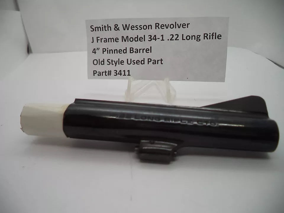 3411 Smith & Wesson J Frame Model 34-1 Pinned 4" Barrel Blue .22 Long Rifle Used