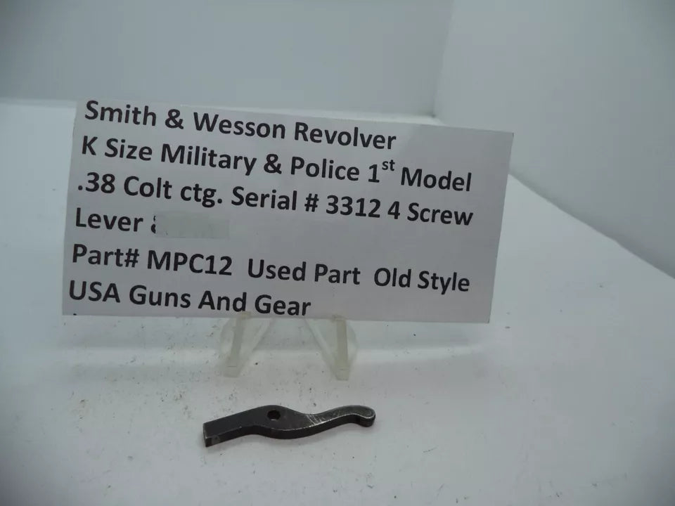 MPC12 S&W K M&P 1st Model  Serial# 3312 4 Screw Lever .38 Colt ctg.