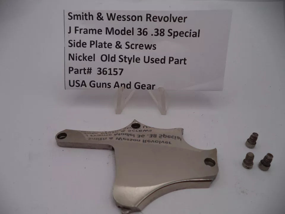 36157 Smith & Wesson J Frame Model 36 Side Plate & Screws Nickel .38 Special