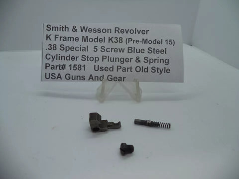 1581 S&W K Frame Model K38 (Pre-Model 15) Cylinder Stop Plunger & Spring .38 SPL