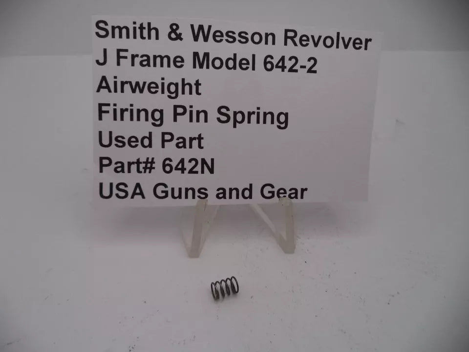 Smith & Wesson Revolver J Frame Model 642-2 Airweight Firing Pin Spring, part number 642N, displayed on a white background with a label providing product information.