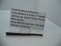 MPC13 S&W K M&P 1st Model  Serial# 3312 4 Screw Main Spring .38 Colt ctg.