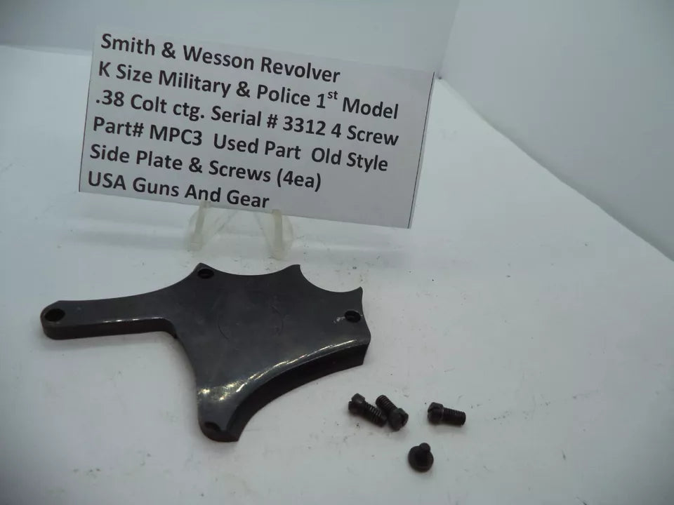 Smith & Wesson K-Frame M&P 1st Model Side Plate & Screws - Serial #3312 .38 Colt - MPC3