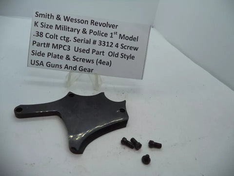 MPC3 S&W K M&P 1st Model  Serial# 3312 4 Screw Side Plate & Screws (4) .38 Colt ctg.