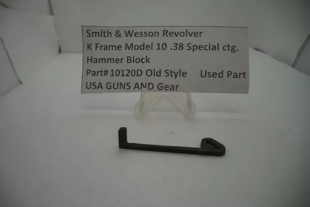 Smith & Wesson Revolver K Frame Model 10 .38 Special ctg. Hammer Block on a white background with a label.