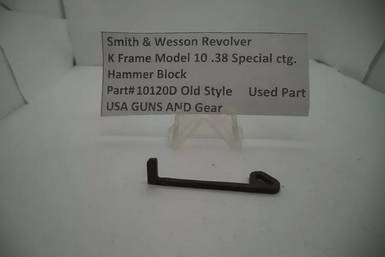 Smith & Wesson Revolver K Frame Model 10 .38 Special ctg. Hammer Block on a white background with a label.