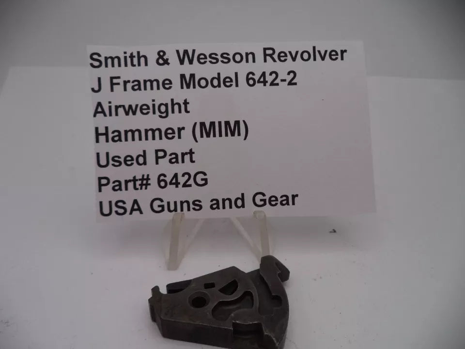 Smith & Wesson J Frame Model 642-2 Airweight Hammer, stainless steel used part, marked with part number 642G.