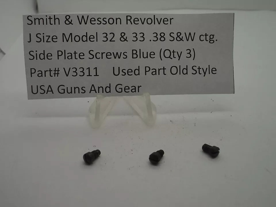 V3311 S&W J Frame Model 32, 33 Side Plate Screws (3) Blue Steel .38 S&W ctg.